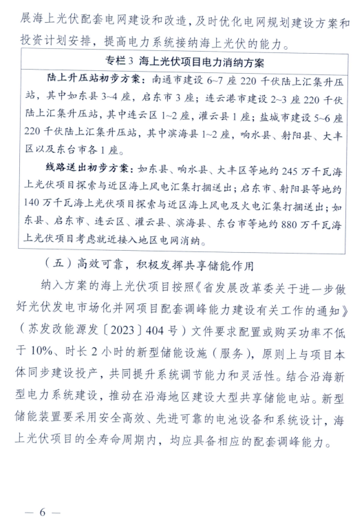 江苏省发展改革委印发《江苏省海上光伏开发建设实施方案（2023-2027年）》