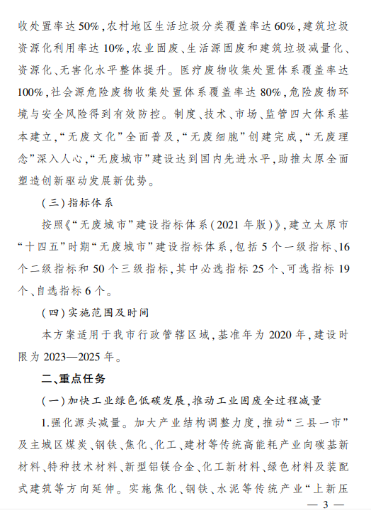 太原市“十四五”时期“无废城市”建设实施方案发布！