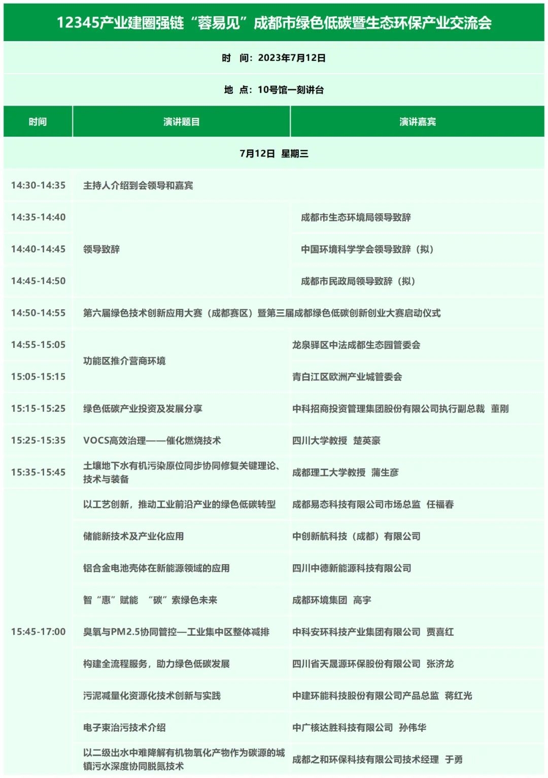 展商名单公布|7月12-14日来雪山下的公园城市，逛西部减污降碳绿色大展