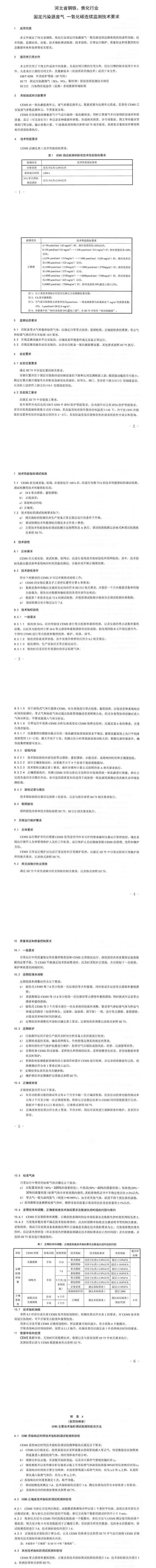 《河北省钢铁、焦化行业固定污染源废气一氧化碳连续监测技术要求(试行)》印发