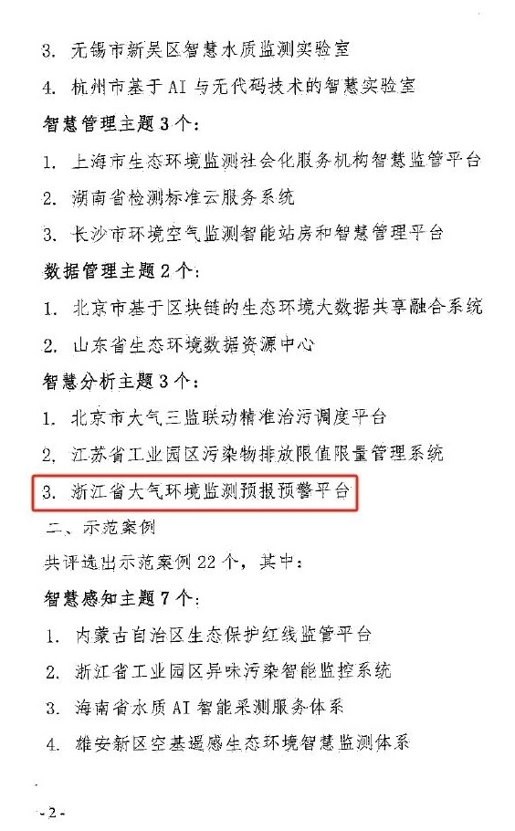 理工能科开发的浙江省大气环境监测预报预警平台成功入选优秀案例