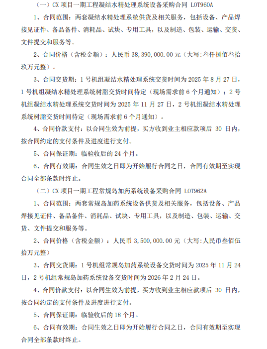 进一步巩固核电市场地位！力源科技与中核能源签署水处理设备供货合同！