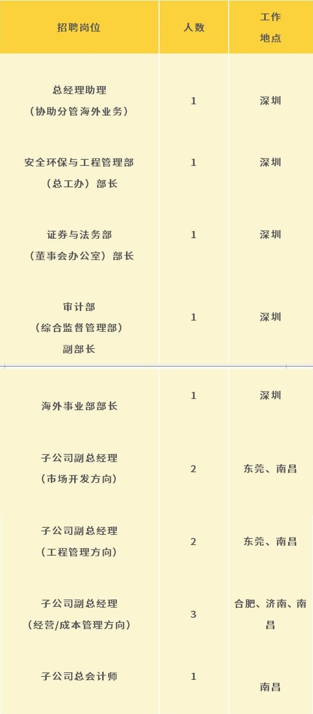 节能铁汉海外事业部部长等干部岗位公开招聘